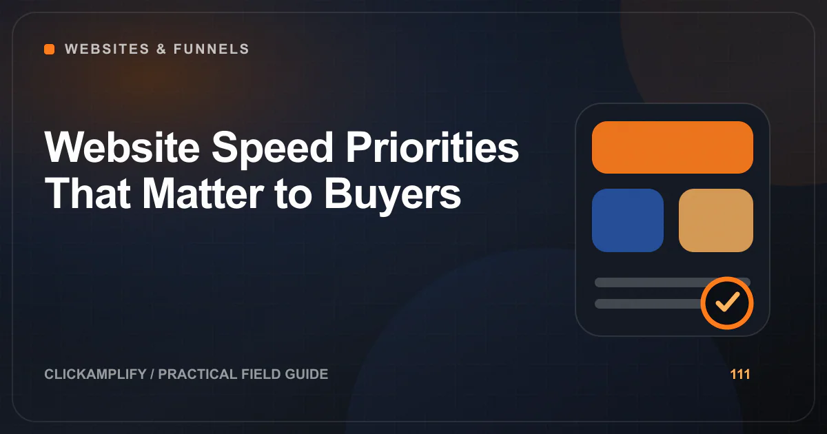 Editorial illustration for website speed priorities by ClickAmplify